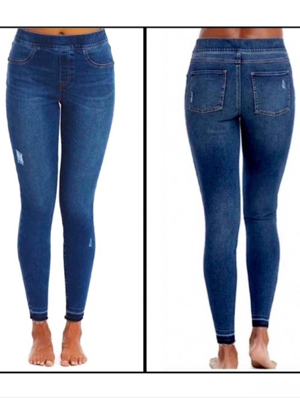 SPANX Distressed Ankle High Waist Sculpting Pull-On Jeans, Size XL